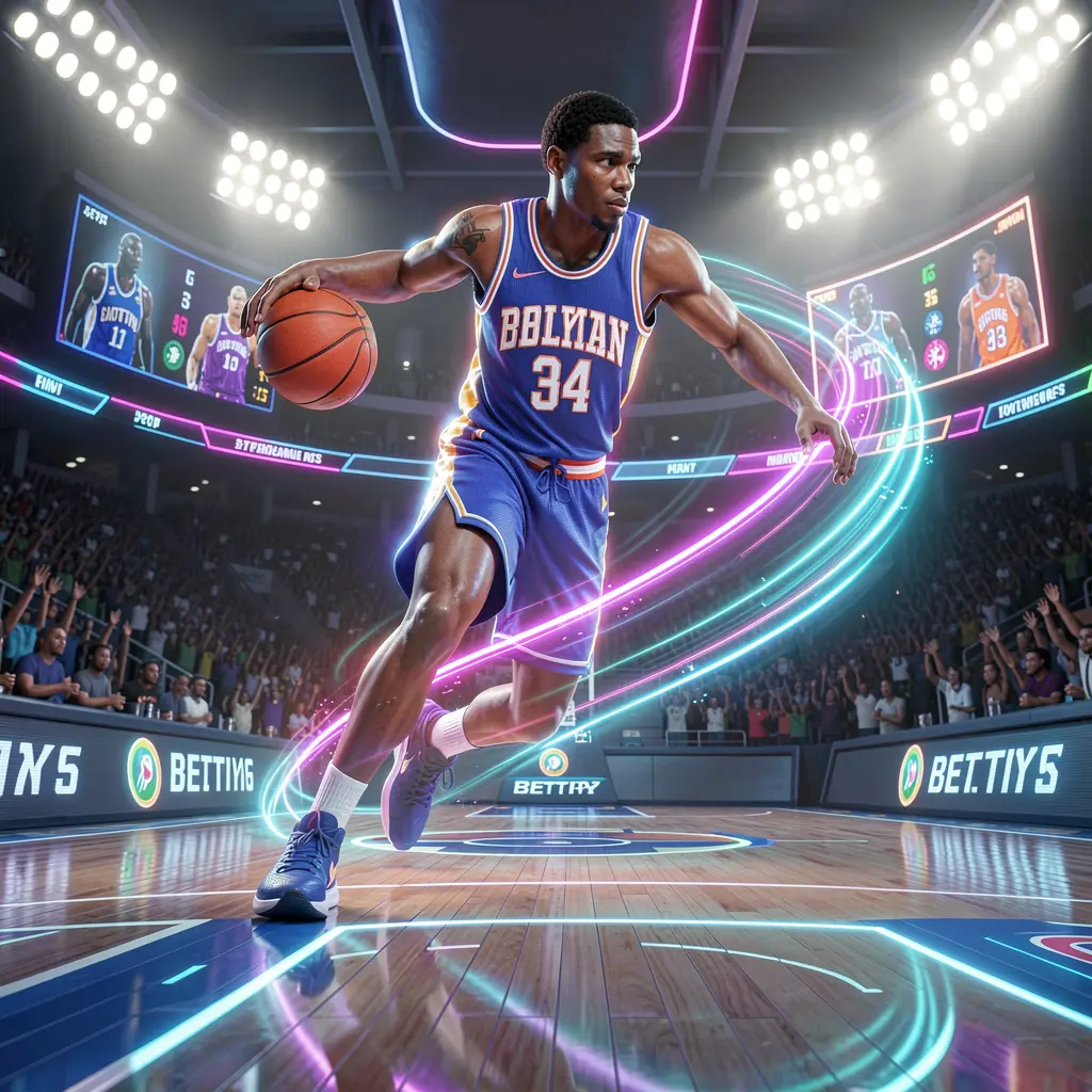 Dynamic neon basketball player sprinting forward with ball control and speed effects representing real time sports betting excitement on NN PH in the Philippines
